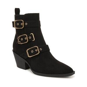 Sam and Libby Finnley Boots Womens US 7M Black Block Heel Western Buckle Bootie